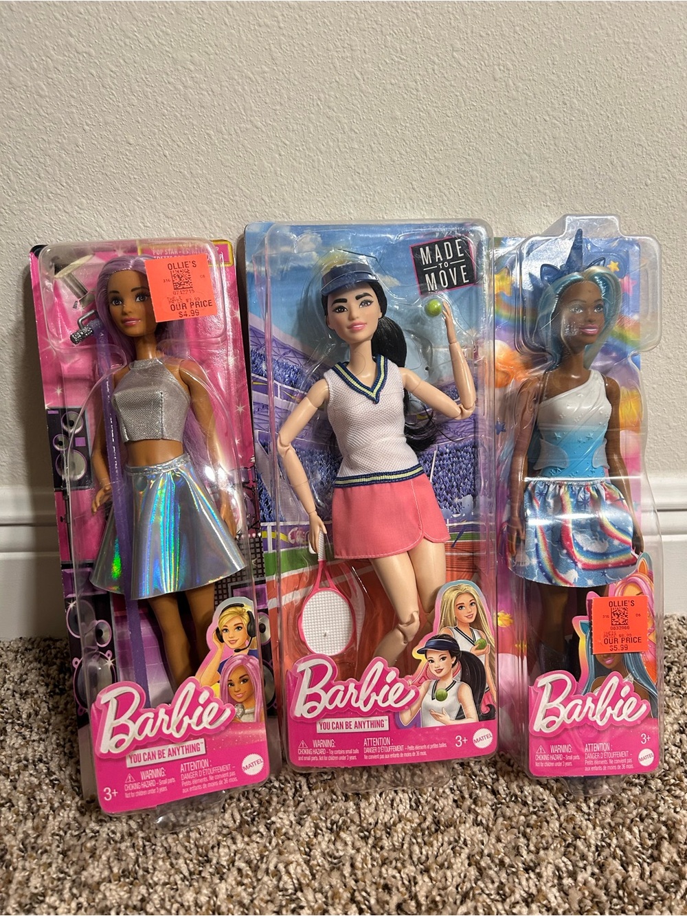 Bundle of 3 Barbie Dolls